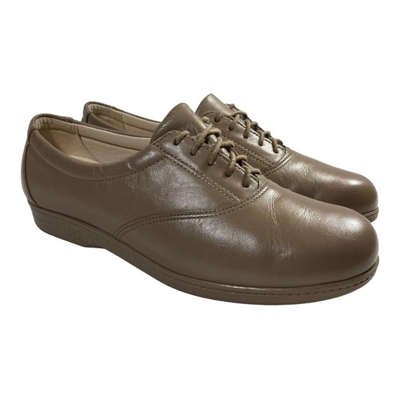 SAS Women's 8.5M Whisper Lace Up Shoes Bone Mocha Walking Tripad Comfort EUC - Picture 1 of 10